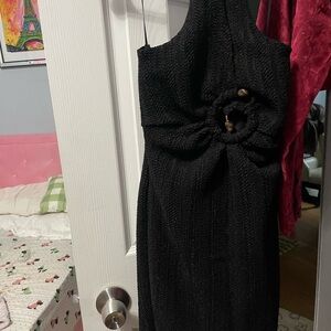 AKIRA Black Textured Backless Dress